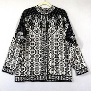 Dale of Norway Sweater Womens Medium Cardigan Fair Isle Wool Nordic Oversized